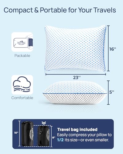 Cooling Shredded Memory Foam Travel & Camping Pillow Large