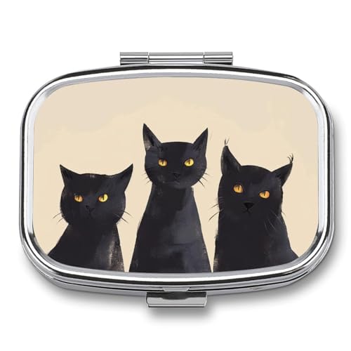 Metal 2 Compartment Pill Organizer Travel Friendly Portable Compact Pill Box Cute Pill Case to Hold Vitamins
