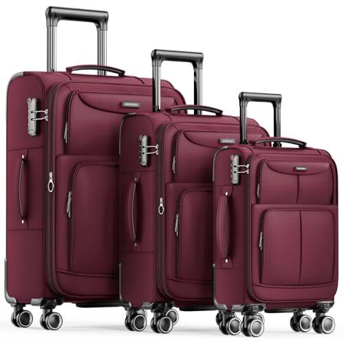 Luggage Sets 3 Piece Softside Expandable Durable Suitcase Sets (3 Count)