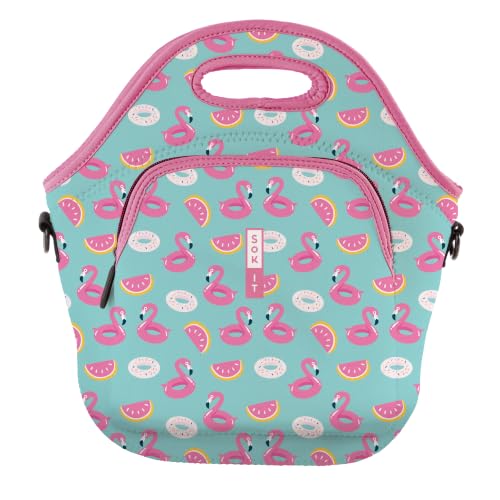 LunchTote Zippered Bag Insulated Neoprene Caddy (Poolside Perfection / X-Large 6.5 Quart Lunch Tote)