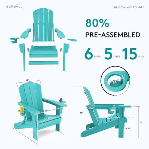 Outdoor Adirondack Chairs with 2 Cup Holders