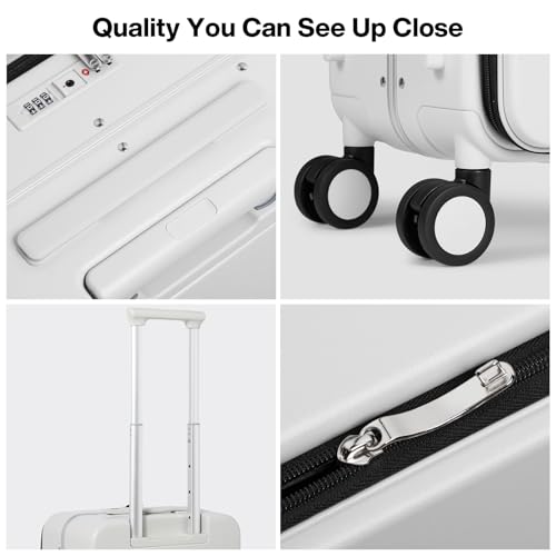 17x14x9 Carry On Luggage Underseat PC Hard Shell Suitcase Top Opening Aluminum Frame Travel Suitcases with Wheels