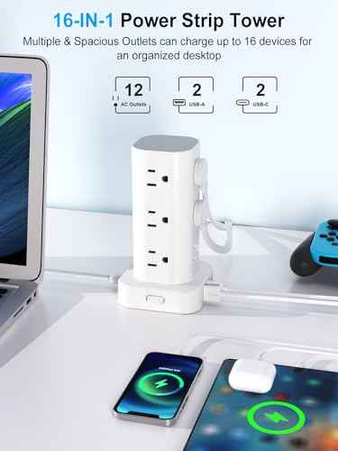 Power Strip Tower with Multiple Outlets