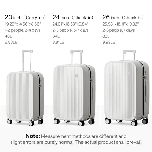 20 Inch Carry On Luggage PC Hardside Suitcases with Wheels & TSA for Travel Woman Men