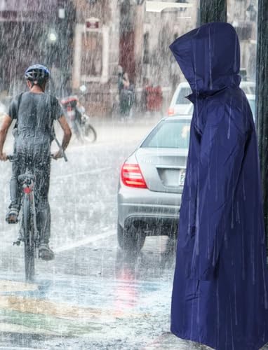 Waterproof Rain Poncho for Women Packable Hooded Raincoat with Pocket