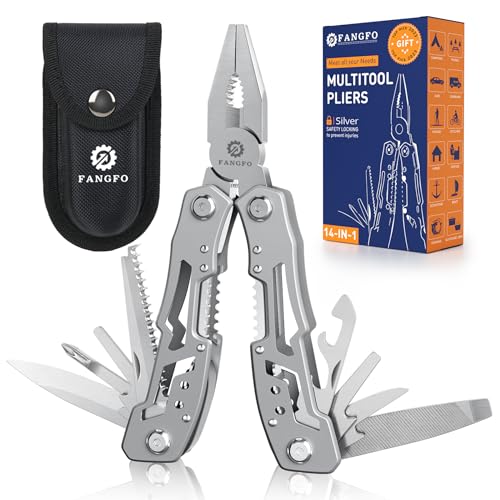 14-In-1 Multitool Pliers，Premium Portable Multi Tool ，with Safety Locking Professional Stainless Steel Multitool Pliers Pocket Knife,Apply to Survival, Camping