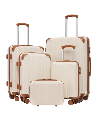Luggage Set Lightweight and Durable Hardshell (5 Count)