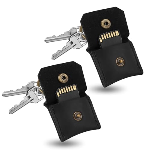 Genuine Leather SD Card Holder Keychain