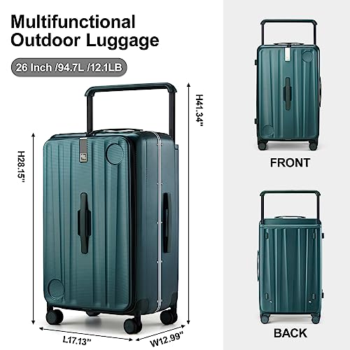 Multifunctional 26 Inch Hard Shell Suitcases with Wheels Travel Approved Luggage Large Rolling Suitcase Checked Luggage for Women Men