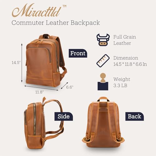 Leather Backpack for Men 15.6" Laptop Backpack 100% Madagascar top