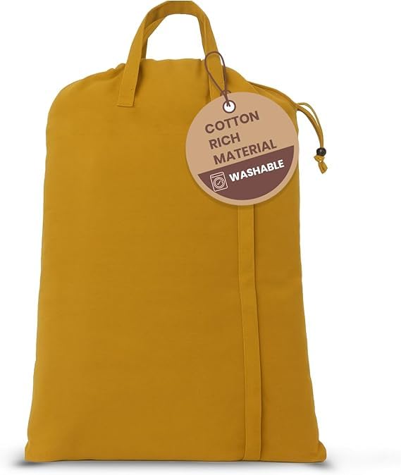 LFH Home Large Premium Cotton Rich Canvas Laundry Bag with Drawstring and Handles Heavy Duty (2 Count)
