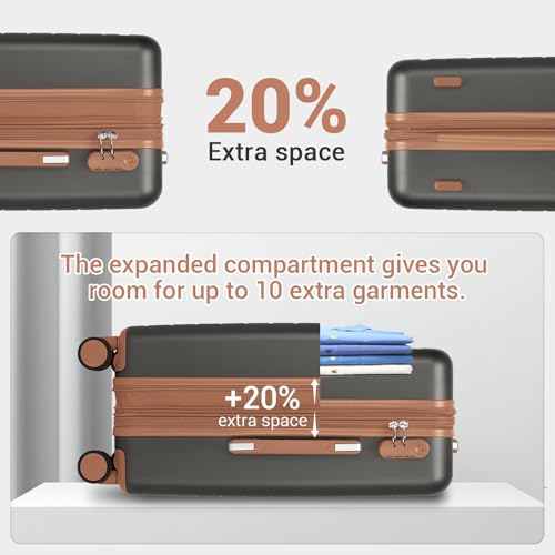 Carry On Suitcase 20in Expandable ABS+PC Airline Approved Grey