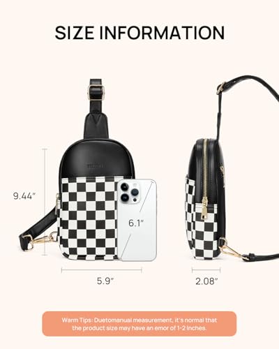 Crossbody Bags for Women Leather Cross Body Sling Bag for Woman Travel Black and White Checkered