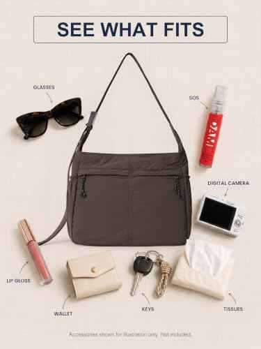 20L Crossbody Tote Bag Large Capacity Lightweight Hobo Shoulder Sling Bags for Gym Shopping Beach Travel