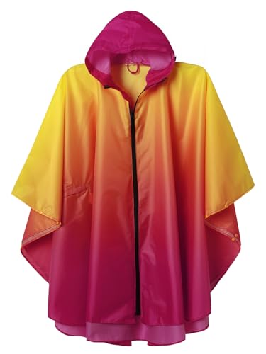 Adults Rain Poncho Waterproof Raincoat Women Gradient Hood with Pocket