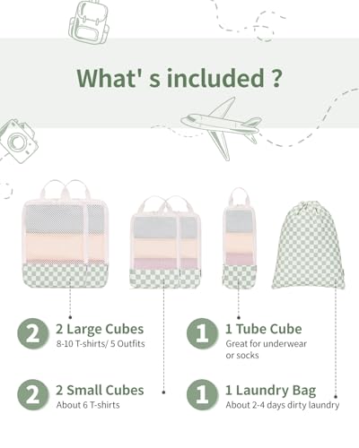6 Set Compression Packing Cubes for Travel Women Men