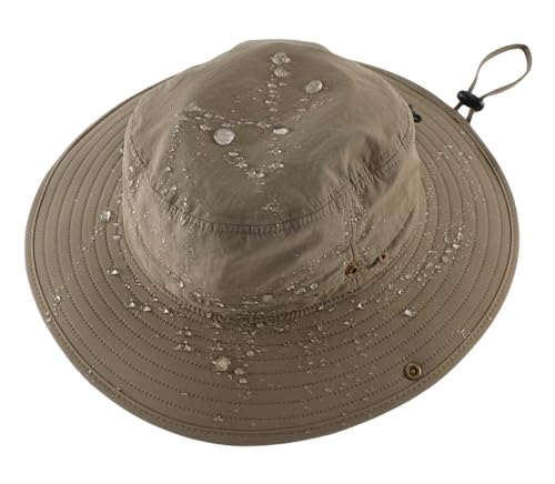 Mens Womens Nylon Cowboy Hat UPF 50+ Waterproof Fishing Bucket Hat Breathable Travel Summer Beach Hat Dark Khaki