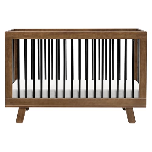 Hudson 3-in-1 Convertible Baby Crib, Natural Walnut/Black