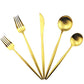 20-Piece 18/10 Stainless Steel Flatware Silverware, Luxury Dinnerware Set Travel Cutlery Tableware Include Knife Fork Spoon Service for 4,Healthy & Eco-Friendly Dishwasher Safe (Gold Matte) (4 Count)