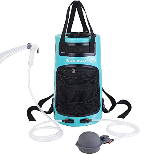 Camping Shower 22L Portable Shower for Camping with Pressure Foot Pump and Hose