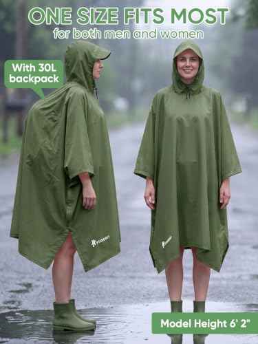 Hooded Rain Poncho for Adults