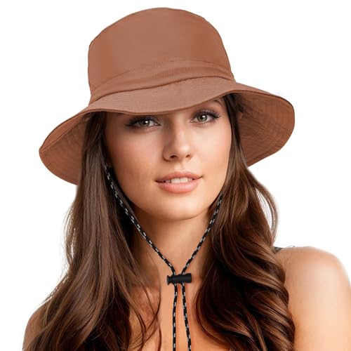 Waterproof Bucket Hats for Woman UPF 50+ Sun Hat Brick Red