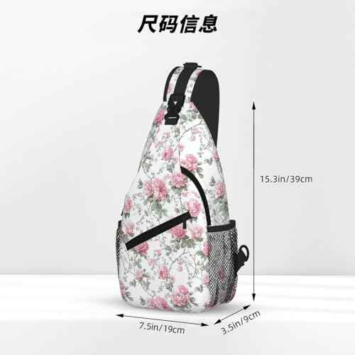 Sling Bag Vintage Floral Hiking Daypack Crossbody Shoulder Backpack Travel Chest Pack for Men Women