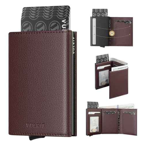 Pop up Card Wallet Minimalist Cash Wallets RFID Blocking Leather Smart Credit Card Holder with ID window for Men