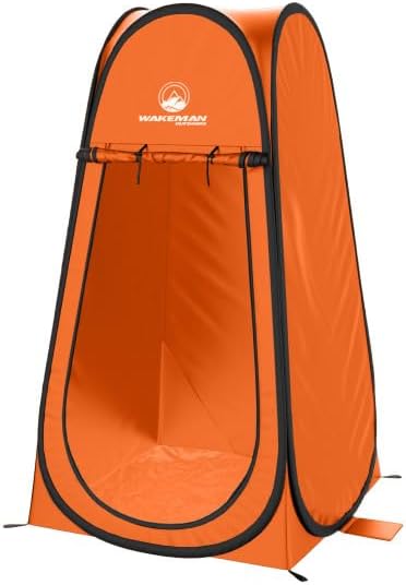 Wakeman Pop Up Changing Tent, 3.3 x 3.3 x 6.2ft, Camping Shower Tent for Portable Toilet Stall or Dressing Room with Carry Bag for Camping, Beach, or Tailgate, Polyester