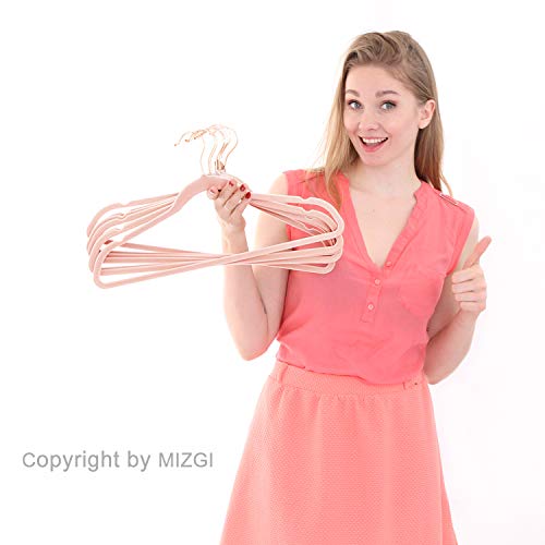 Velvet Hangers 60 Pack Non Slip Heavy Duty Blush Pink Rose Gold Hooks (60 Count)