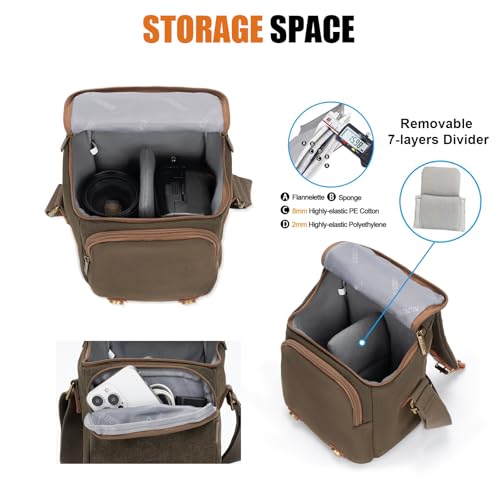 Compact Camera Bag Case Canvas Leather Trim Compatible for Nikon