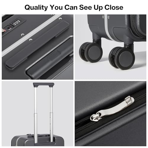 17x14x9 Carry On Luggage Underseat PC Hard Shell Suitcase Top Opening Aluminum Frame Travel Suitcases with Wheels