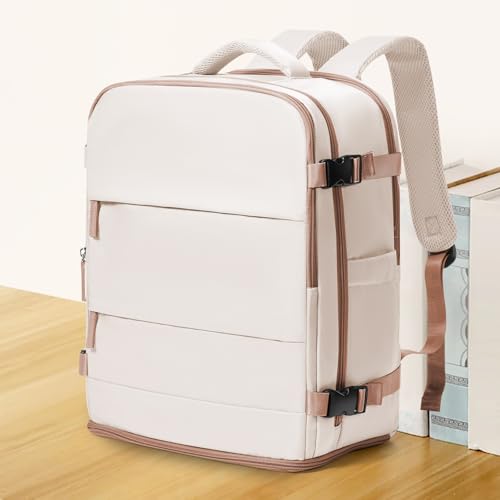 Travel Backpack Carry On for Women Man Gym Backpacks with Laptop Compartment Mochila de Viaje Teacher Personal Item Backpack Airplane Accessories Must Haves Beige Brown 20L