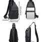 Waterproof Sling Bags Mens Shoulder Crossbody Backpack with USB Charging Port& Headphone