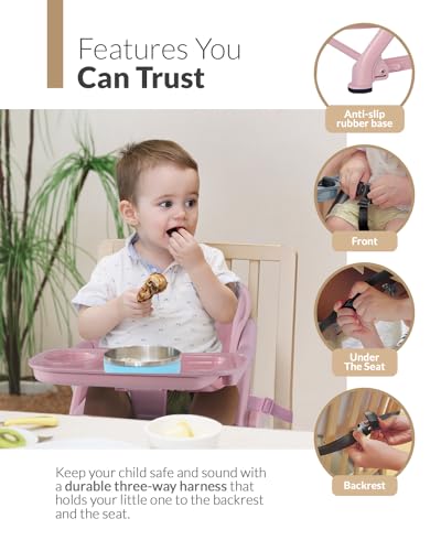 Feed Me 3-in-1 Travel High Chair Booster Seat - Rose Tea