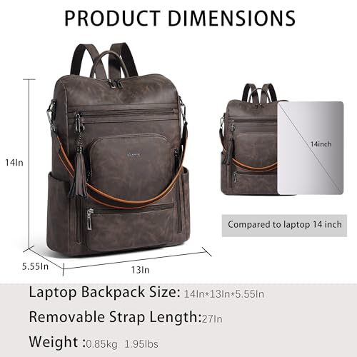 Vegan Leather Laptop Backpack for Women 15.6 inch Work Backpack Fashion Travel Backpack Purse for Business College