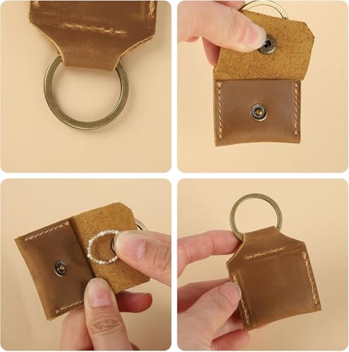 Genuine Leather SD Card Holder Keychain