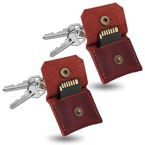 Genuine Leather SD Card Holder Keychain