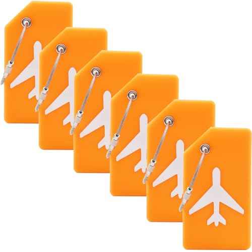 6 Pack Silicone Luggage Tag for Suitcases with Stainless Loop (6 Count)