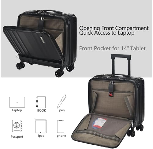16" Carry on Luggage with 2 Laptop Compartments Airline Approved