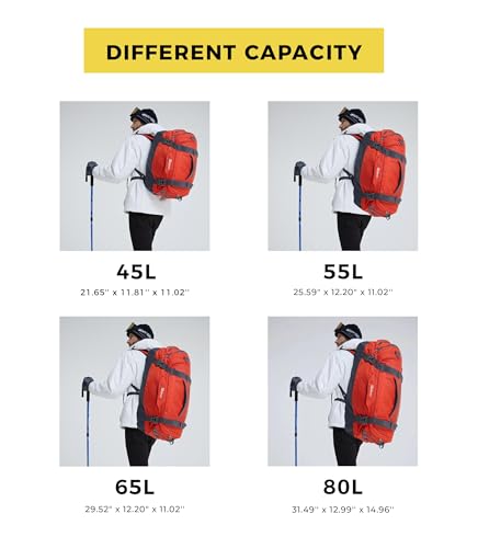 Duffel Backpack Weekender Gym Bag Shoe Compartment Orange 45L