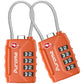 2 TSA Approved Luggage Locks 4 Digit Code Cable Lock Robust Orange (2 Count)