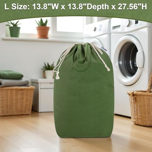 Canvas Laundry Bags with Handles & Square Base 13.8"Wx13.8"Dx27.6"H