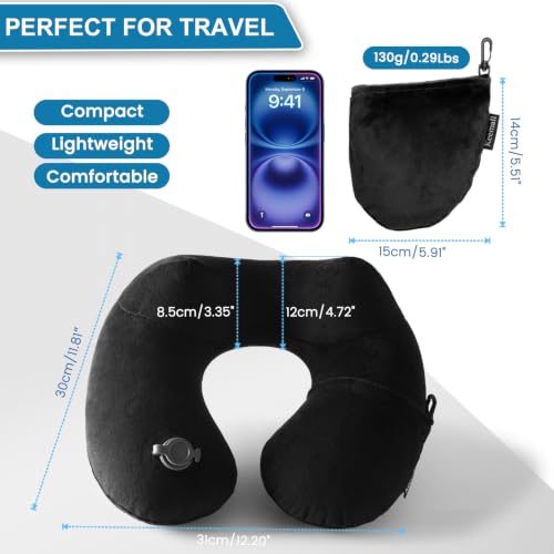 Portable Inflatable Travel Neck Pillow for Airplane