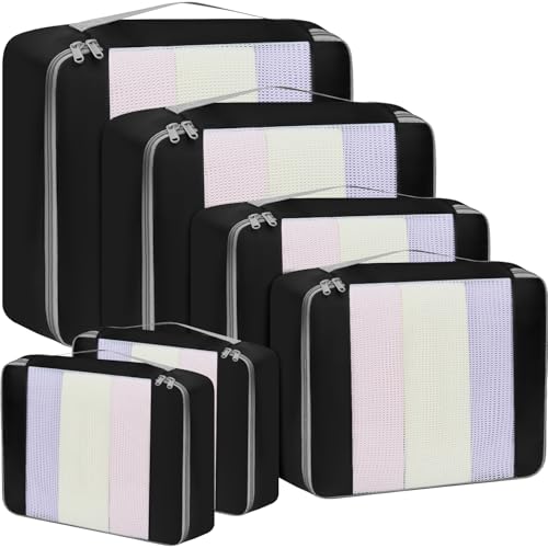 6 Set Packing Cubes Various Sizes Packing Organizer for Travel Accessories Luggage Carry On Suitcase