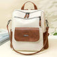 PU Leather Small Backpack Purse for Women Ladies White Brown