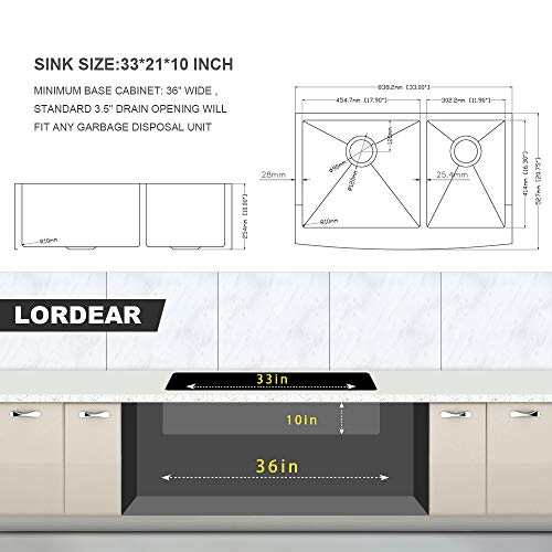 33 Inch Farmhouse Sink Double Bowl 60