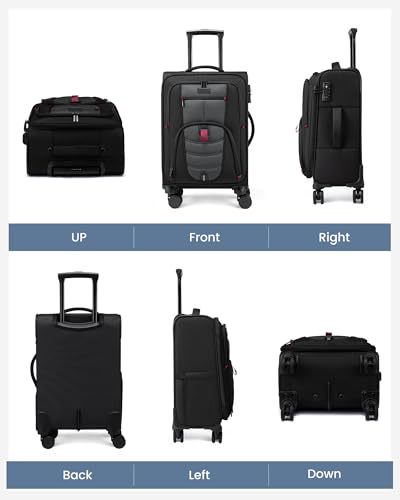 24 Inch Softside Checked Luggage with TSA Lock for Business Trip