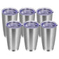 20oz Tumbler with Lid and Straw Stainless Steel Tumbler Cup Bulk Vacuum Insulated Double Wall Travel Coffee Mug Powder Coated Coffee Cup (6 Count)