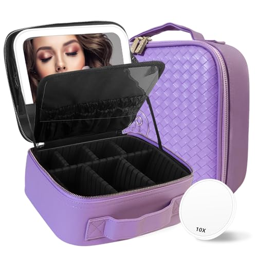 Travel Makeup Bag Cosmetic Bag Makeup Organizer Bag with Lighted Mirror